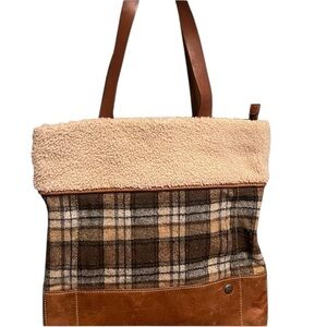 UGG Brown, Cream, Blue Plaid Tote Purse Handbag